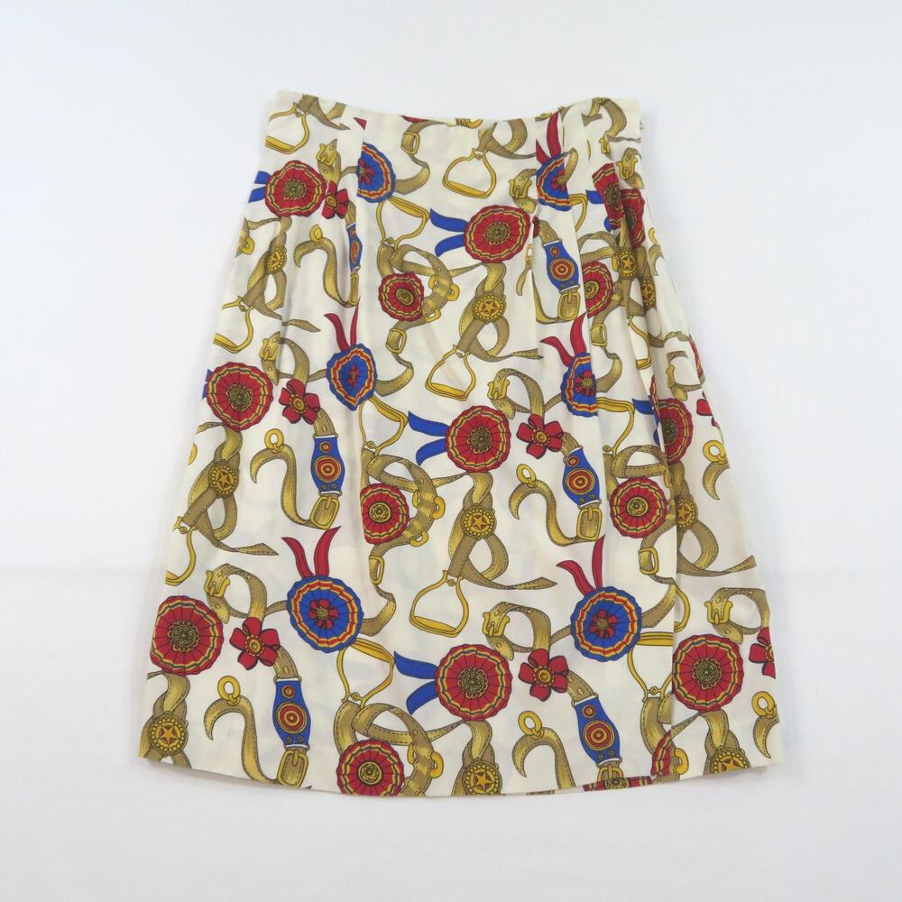 Harold's Rayon Skirt, Made in USA, Sz 8 Beige 1980s